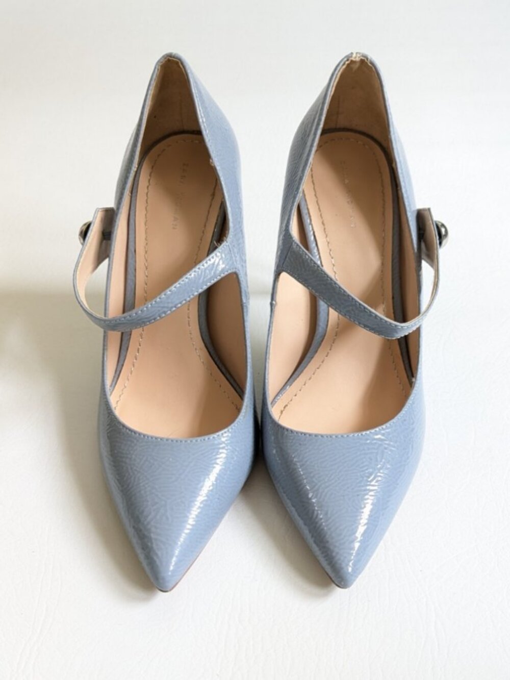 Zara Woman Pale Blue Patent Mary Jane Heels 7.5 - Picture 3 of 9